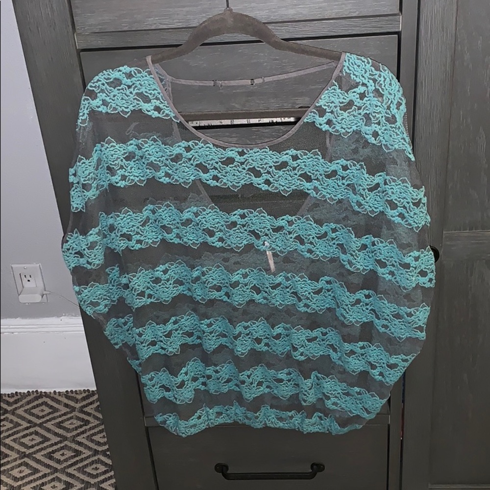 Free People sheer blouse with lace